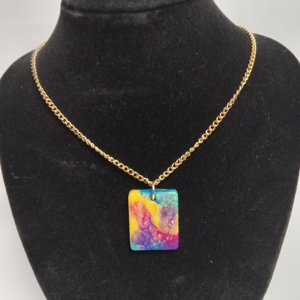 Hand Crafted Multicolor Square Pendant Necklace